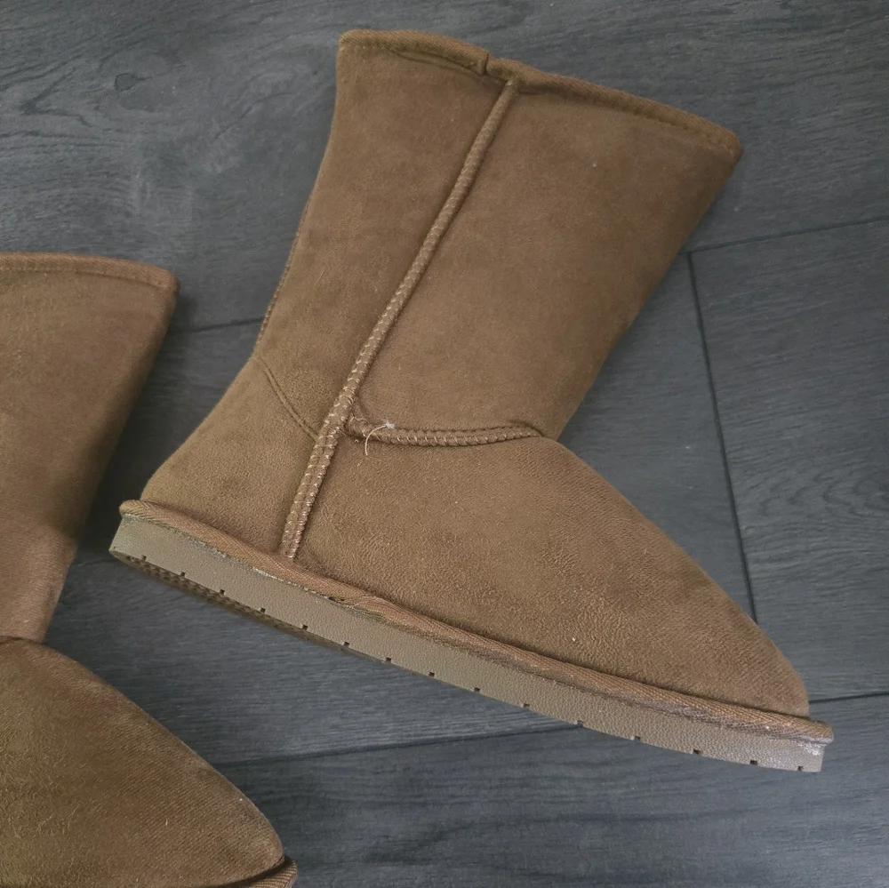 Forever Tan Faux Suede Fur Lined Winter Boots